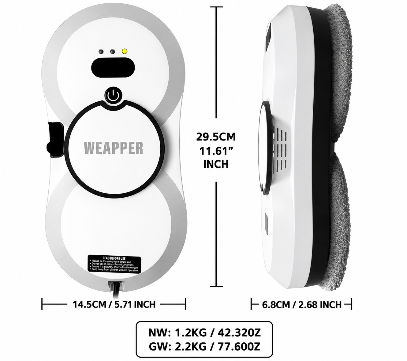 WEAPPER Automatic Window Cleaning Robot with Remote Control